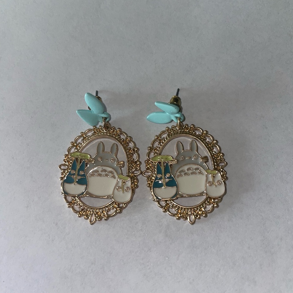 Hot Topic Gold and Blue Totoro Earrings